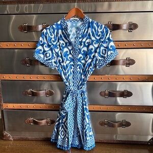 alice + olivia Blue and White Ikat Dress